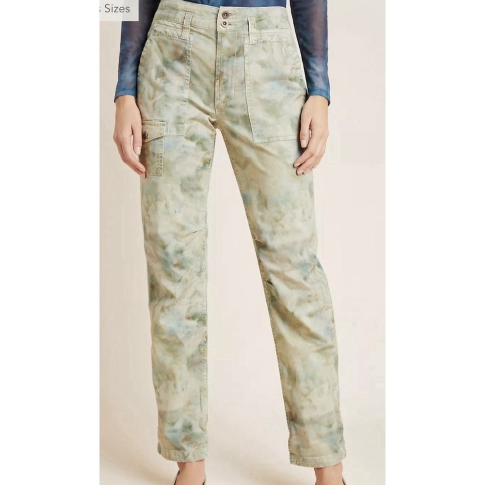 By Anthropologie The Wanderer Cargo Pants Sz 31 Green Tie Dye Utility